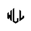 WLL letter logo design with polygon shape. WLL polygon and cube shape logo design. WLL hexagon vector logo template white and Royalty Free Stock Photo