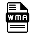 Wma file icon. Audio format symbol Solid icons, Vector illustration. can be used for website interfaces, mobile applications and Royalty Free Stock Photo