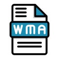 Wma file icon. flat audio file, icons format symbols. Vector illustration. can be used for website interfaces, mobile applications Royalty Free Stock Photo