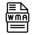 WMA File Icon Vector. Outline File Sign, Audio Extension icon Outline Design. Vector Illustration Royalty Free Stock Photo