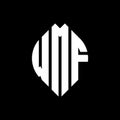 WMF circle letter logo design with circle and ellipse shape. WMF ellipse letters with typographic style. The three initials form a Royalty Free Stock Photo