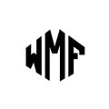WMF letter logo design with polygon shape. WMF polygon and cube shape logo design. WMF hexagon vector logo template white and Royalty Free Stock Photo