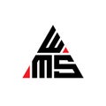 WMS triangle letter logo design with triangle shape. WMS triangle logo design monogram. WMS triangle vector logo template with red