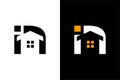 Letter i and n with negative space home concept. Very suitable for symbol, logo, company name, brand name, personal name.