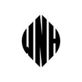 WNH circle letter logo design with circle and ellipse shape. WNH ellipse letters with typographic style. The three initials form a Royalty Free Stock Photo