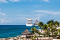 Wo cruise ships at the horizon next yo a pier. Royalty Free Stock Photo