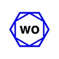 WO hexagon typography monogram. wo lettering icon