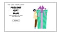 wo present gift man vector