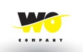 WO W O Black and Yellow Letter Logo with Swoosh.