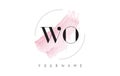 WO W O Watercolor Letter Logo Design with Circular Brush Pattern