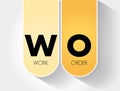 WO - Work Order acronym, business concept background