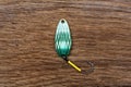 Wobbler fishing lure on the old wooden table. Royalty Free Stock Photo