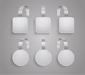 Wobbler template. Set of bended white blank wobblers round and square shapes