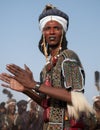 Wodaabe man dancing the Yaake dance , Cure Salee,Niger Royalty Free Stock Photo