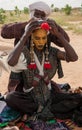 Wodaabe man preparing for Gerewol, Niger Royalty Free Stock Photo