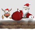 Woden Christmas Santa and Reindeer
