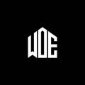 WOE letter logo design on BLACK background. WOE creative initials letter logo concept. WOE letter design Royalty Free Stock Photo