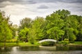 Woerlitzer Park, white bridge Royalty Free Stock Photo