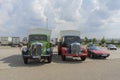 Woernitz, Germany - 25 August 2019: Two old truck classic cars. Car brand Mercedes Benz, oldtimer Royalty Free Stock Photo