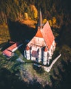 The Wofgangskirche, a gothic Catholic Church in the austrian Village Kirchberg am Wechsel aerial view Royalty Free Stock Photo