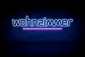 wohnzimmer - blue neon announcement signboard Royalty Free Stock Photo