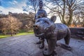 Wojtek the bear statue in Edinburgh city, Scotland