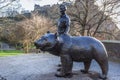 Wojtek the bear statue in Edinburgh city, Scotland