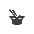 Wok box and chopsticks vector icon Royalty Free Stock Photo