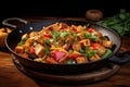 wok with crispy tofu and vibrant veggies on high heat Royalty Free Stock Photo