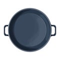 Wok frying pan, empty cookware bowl top view in cartoon style. Steel souspan, pot isolated on white background. object