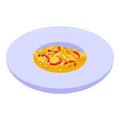 Wok menu plate icon, isometric style