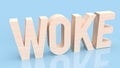 The woke wood text on blue background 3d rendering