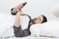 Woken up by phone Royalty Free Stock Photo