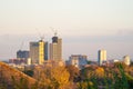 Woking, Surrey, UK - 4th November 2020: A view of the Woking town centre skyline during the extensive scheduled investment and