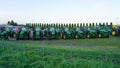 Wola Piasecka, Poland - May 21, 2023: The Powerful tractors at John Deer store. Royalty Free Stock Photo