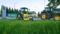 Wola Piasecka, Poland - May 21, 2023: The Powerful tractors at John Deer store. Royalty Free Stock Photo