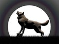 Wolf howling at night - 3D render Royalty Free Stock Photo