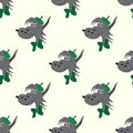 Wolf abstract seamless pattern on a light background