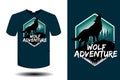 Wolf adventure silhouette t shirt mockup retro vintage design