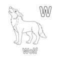 Wolf Alphabet ABC Coloring Page W