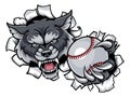 Wolf Baseball Mascot Breaking Background Royalty Free Stock Photo