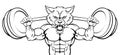 Wolf Mascot Weight Lifting Barbell Body Builder