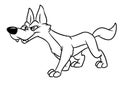 Wolf animal character predator sneaking cartoon illustration coloring page