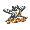 Wolf baseball logo icon