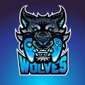 The wolf bite joypad, Mascot logo, Vector illustraion