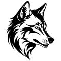 Wolf Black and White Head Minimalist Vector Tattoo Design Element. Wild Animal Mascott Illustration. Royalty Free Stock Photo