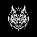 Wolf - black and white vector illustration Royalty Free Stock Photo