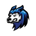 WOLF BLUE HEAD MASCOT LOGO SPORTS