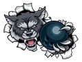 Wolf Bowling Mascot Breaking Background Royalty Free Stock Photo