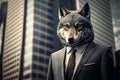 Wolf business man, stock market, financial investments, Generative Ai